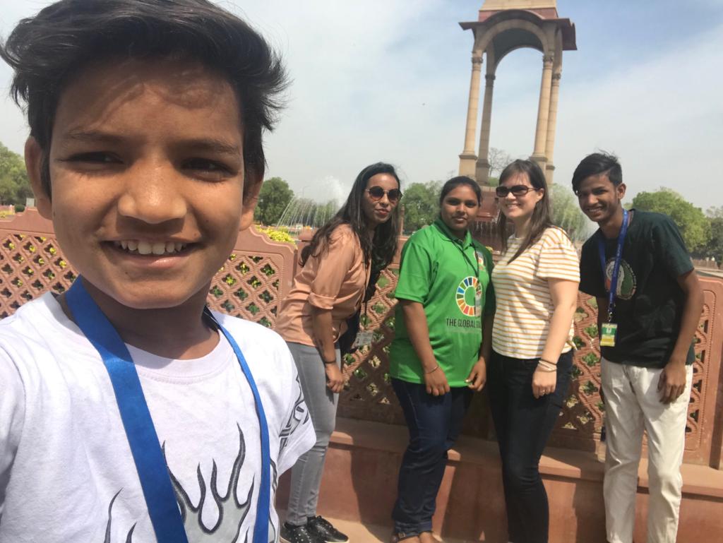 Naidi pictured with participants from Pratyek in New Delhi, India