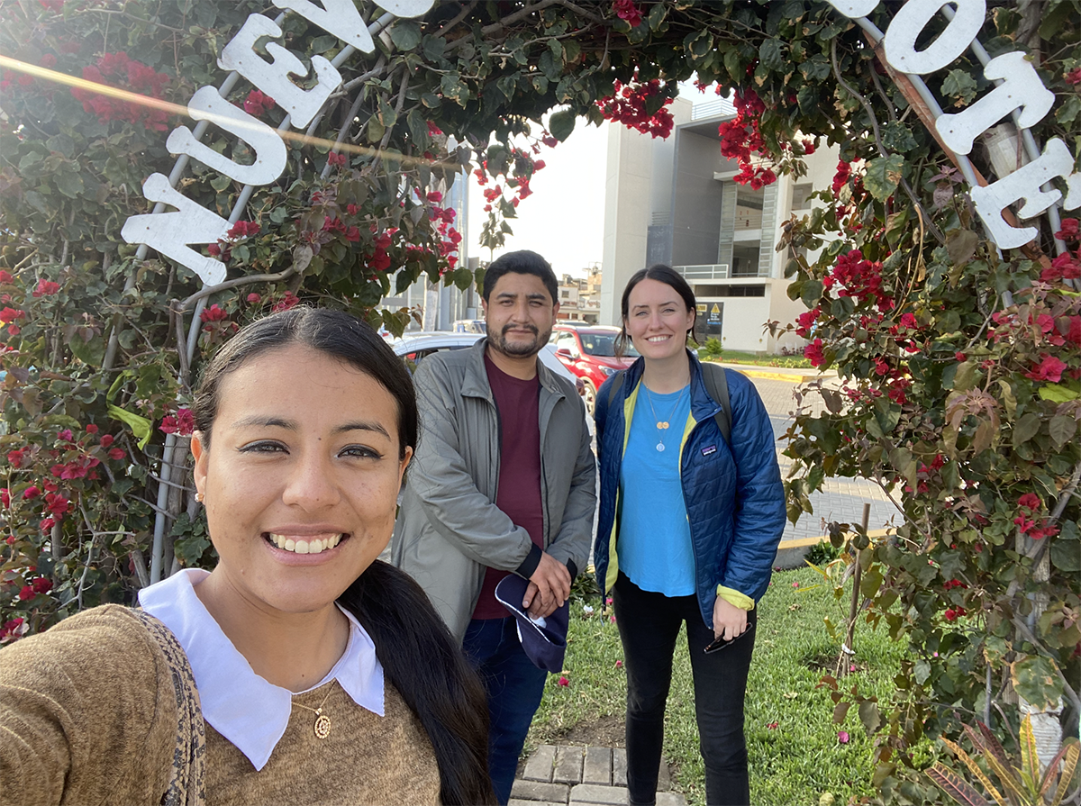 Project Manager Paola Miranda, Latin America Mission Coordinator Elmer Hurtado and Abigail Carney in Chimbote, Peru