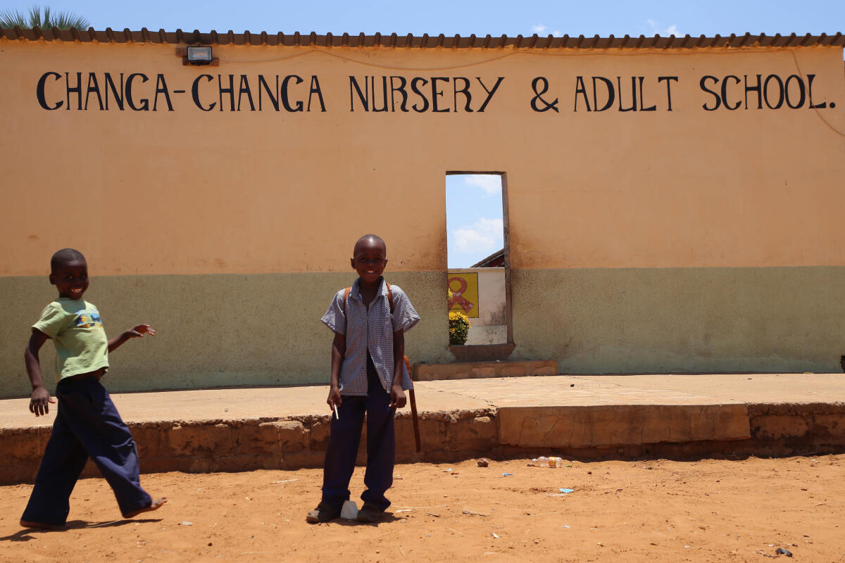 Pupils outside of Changa Changa School, Zambia